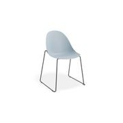 Pebble Chair Pale Blue with Shell Seat - Sled Stackable Base - White gallery detail image