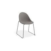 Pebble Fabric Dark Grey Upholstered Chair - 4 Post Base - White gallery detail image