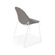 Pebble Fabric Dark Grey Upholstered Chair - 4 Post Base - White gallery detail image