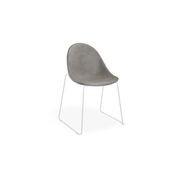 Pebble Chair Grey Upholstered Vintage Seat - 4 Post Base - White gallery detail image