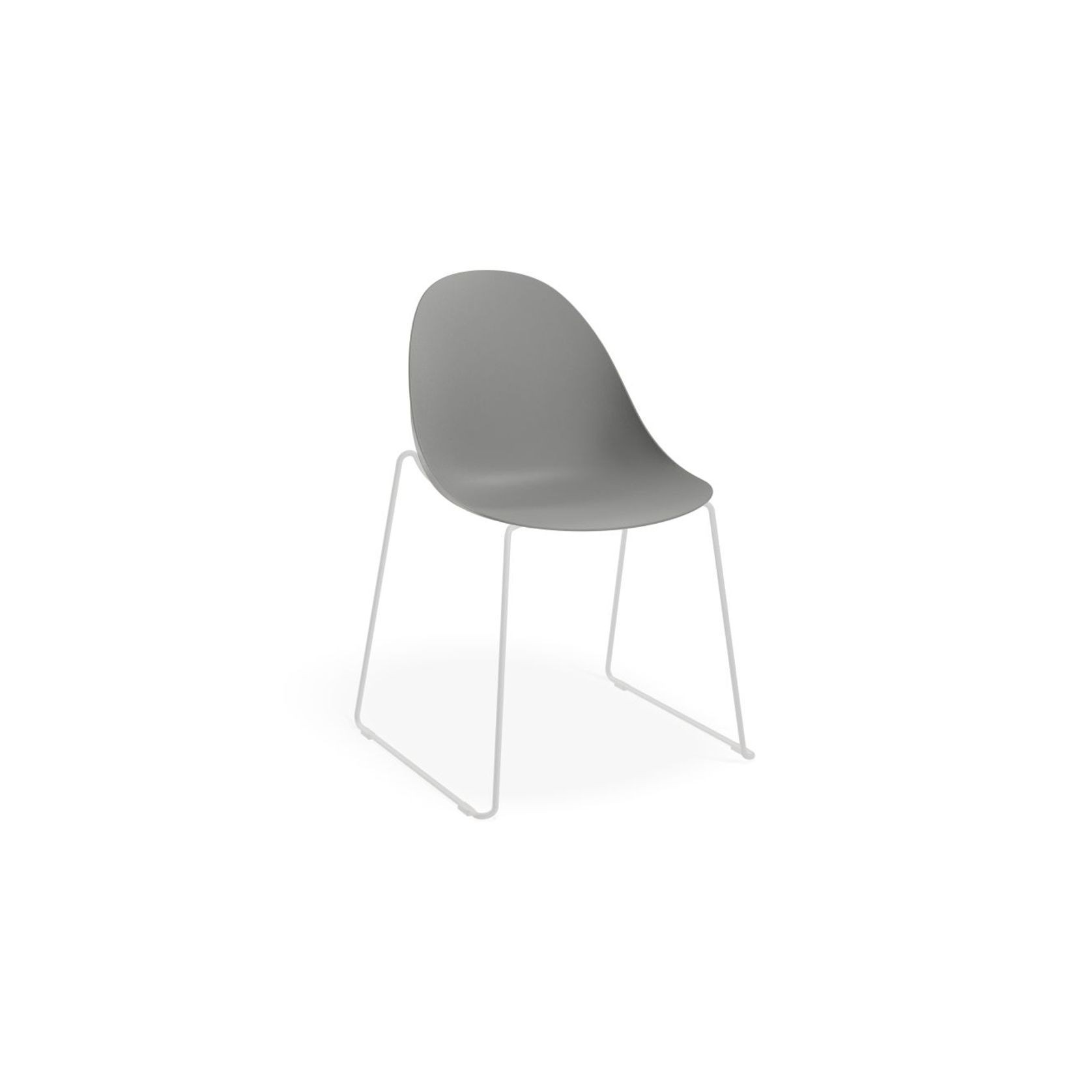 Pebble Chair Grey with Shell Seat - Sled Stackable Base - Black gallery detail image