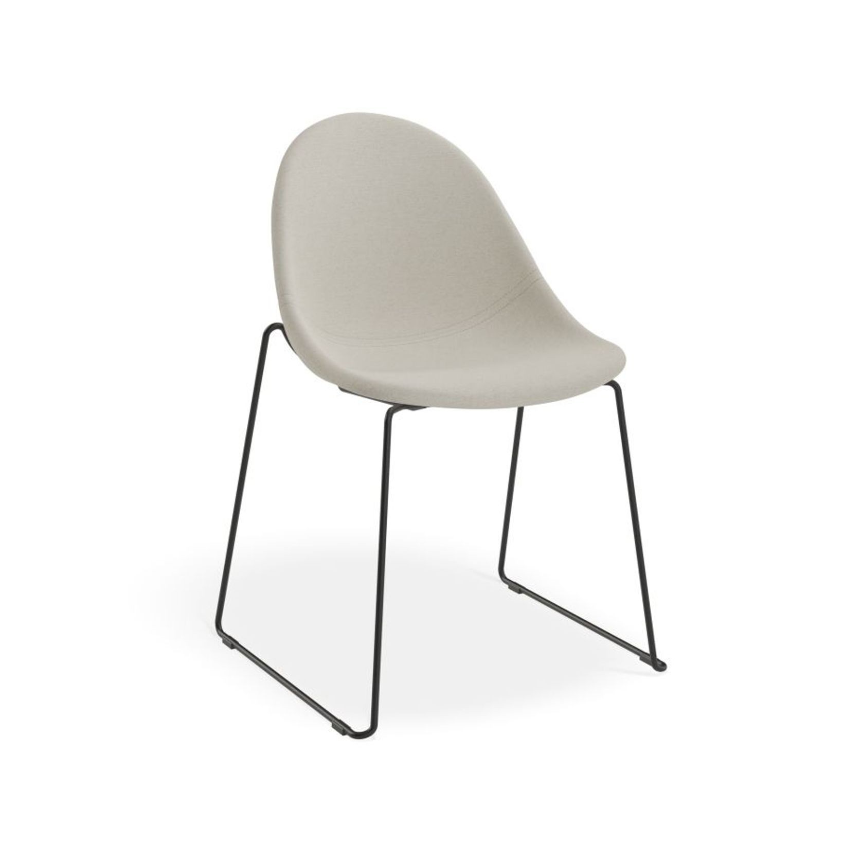 Pebble Fabric Light Grey Upholstered Chair - Sled Base - Black gallery detail image