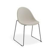 Pebble Fabric Light Grey Upholstered Chair - Sled Base - Black gallery detail image