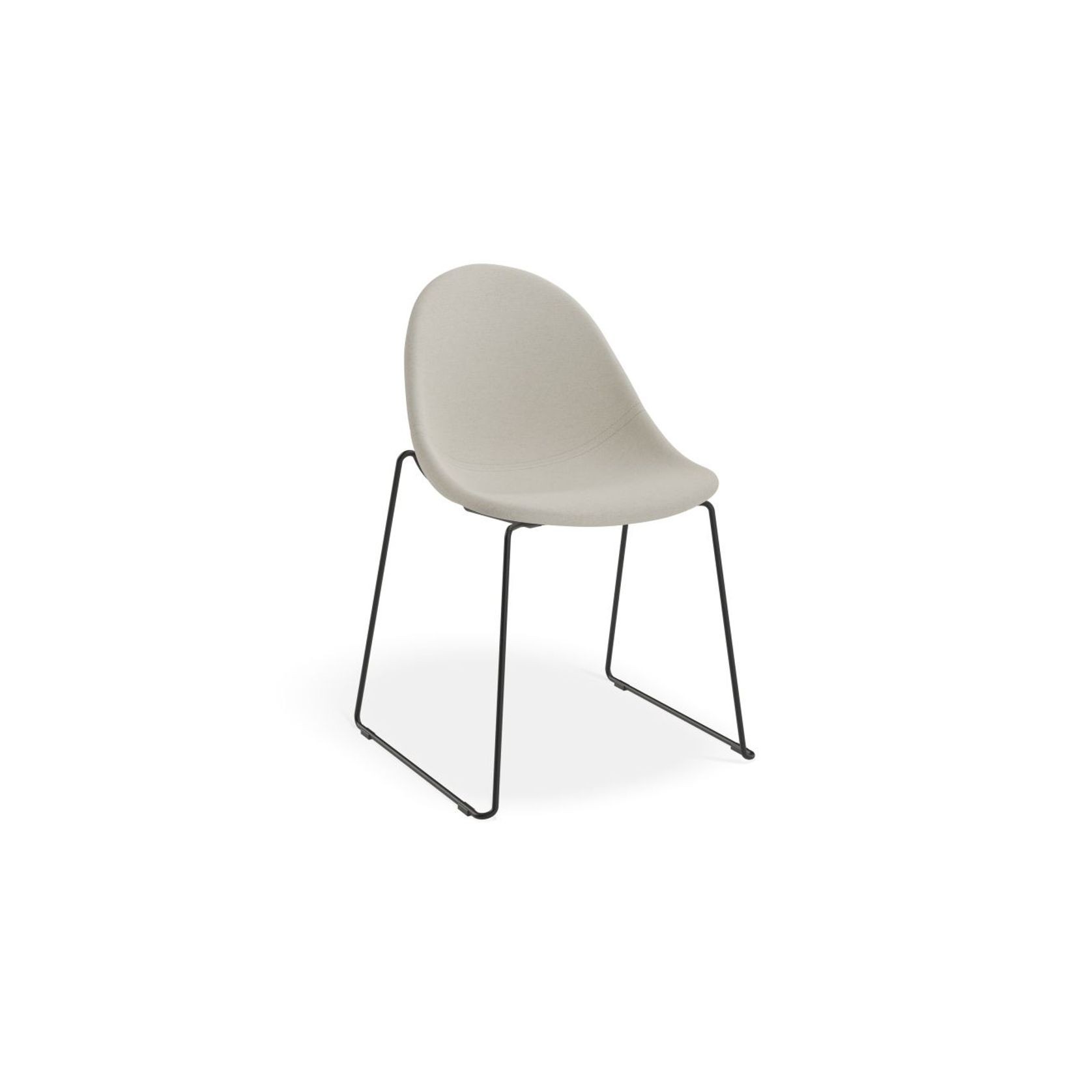 Pebble Fabric Light Grey Upholstered Chair - Sled Base - White gallery detail image