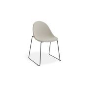 Pebble Fabric Light Grey Upholstered Chair - Sled Base - White gallery detail image