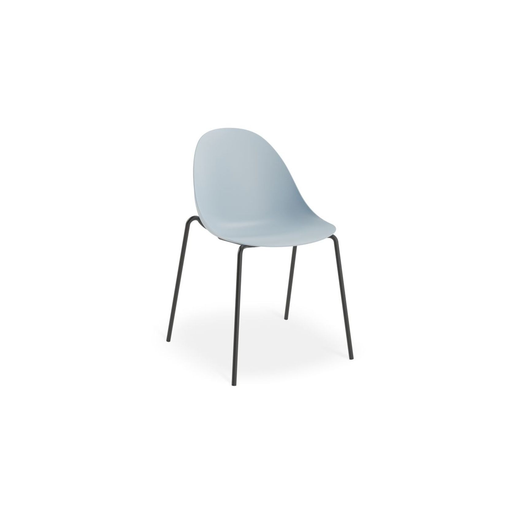 Pebble Chair Pale Blue with Shell Seat - Swivel Base - Black gallery detail image