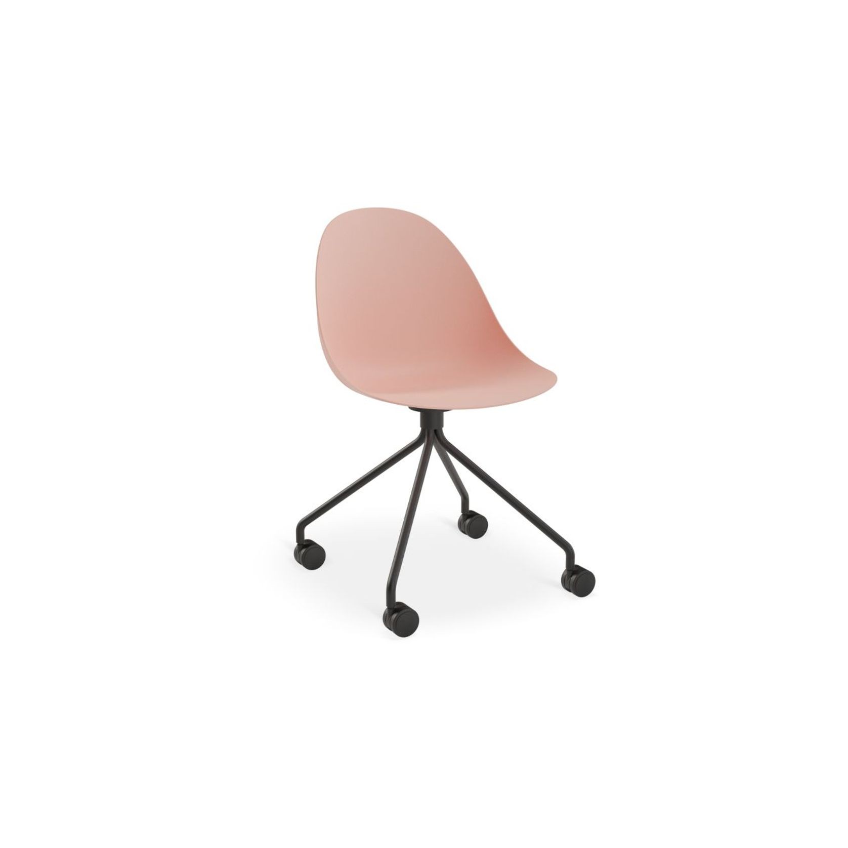 Pebble Chair Soft Pink with Shell Seat - 4 Post Stackable Base - White gallery detail image