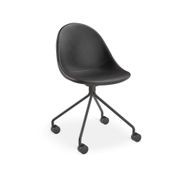 Pebble Chair Black Upholstered Vintage Seat - Pyramid Fixed Base with Castors - Black gallery detail image