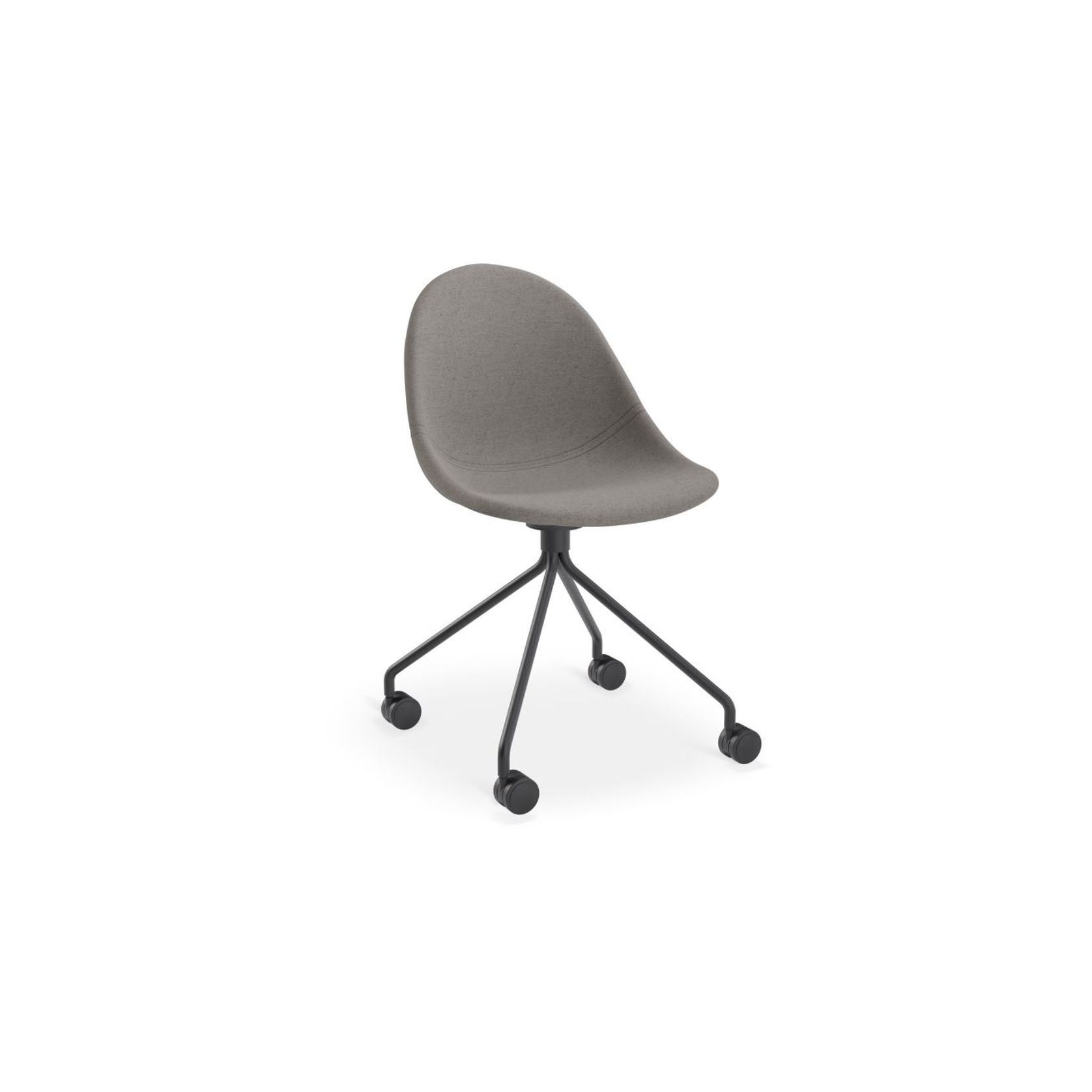 Pebble Fabric Dark Grey Upholstered Chair - Swivel Base - Black gallery detail image