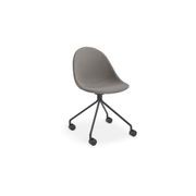 Pebble Fabric Dark Grey Upholstered Chair - Sled Base - White gallery detail image