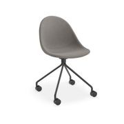 Pebble Fabric Dark Grey Upholstered Chair - 4 Post Base - White gallery detail image