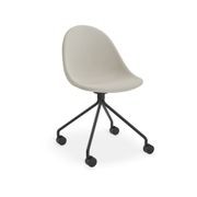 Pebble Fabric Light Grey Upholstered Chair - Sled Base - Black gallery detail image