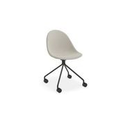 Pebble Fabric Light Grey Upholstered Chair - Sled Base - Black gallery detail image