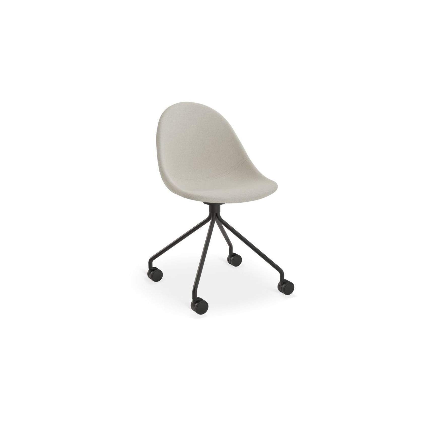 Pebble Fabric Light Grey Upholstered Chair - Sled Base - White gallery detail image