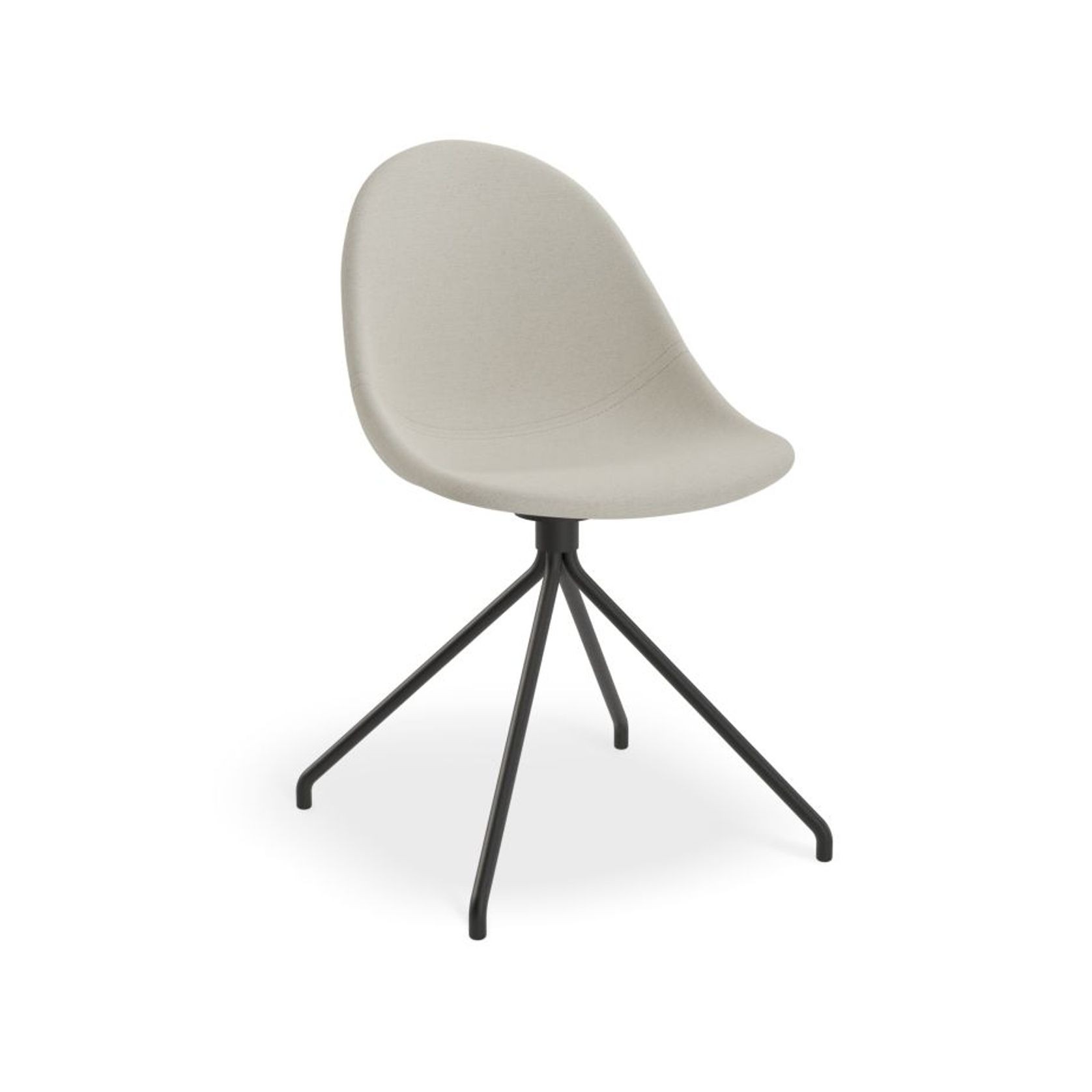 Pebble Fabric Light Grey Upholstered Chair - Sled Base - White gallery detail image