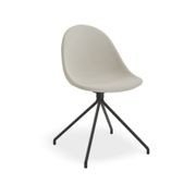 Pebble Fabric Light Grey Upholstered Chair - Sled Base - White gallery detail image