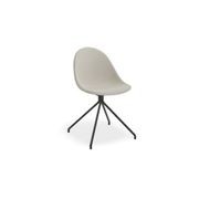 Pebble Fabric Light Grey Upholstered Chair - 4 Post Base - White gallery detail image