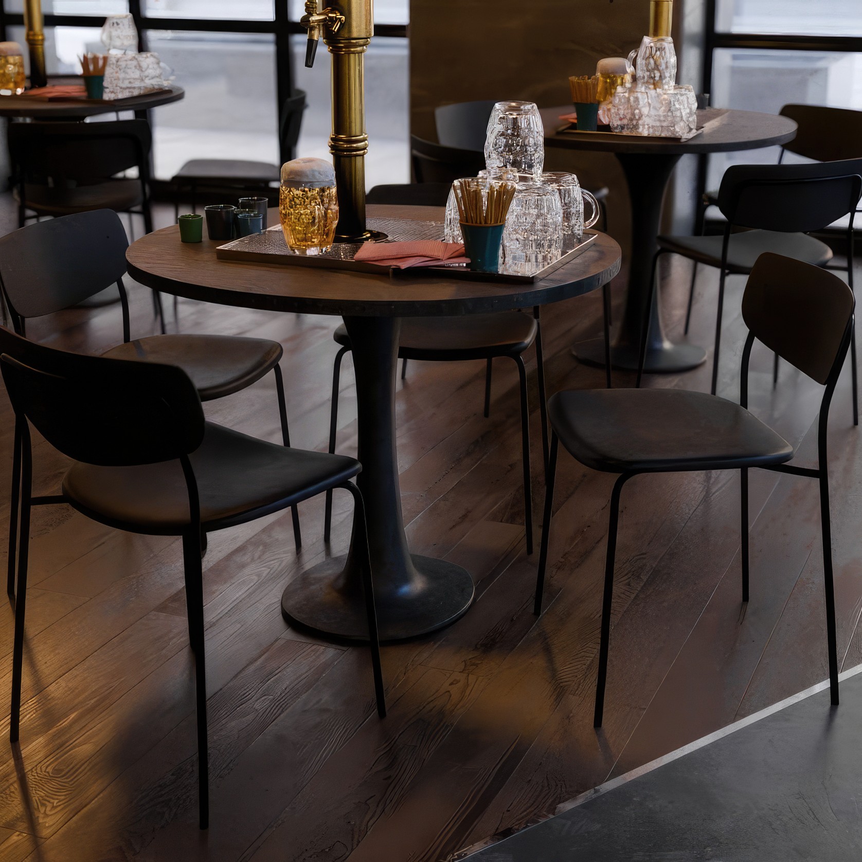 Rylie Chair - Padded Seat with Black Backrest gallery detail image