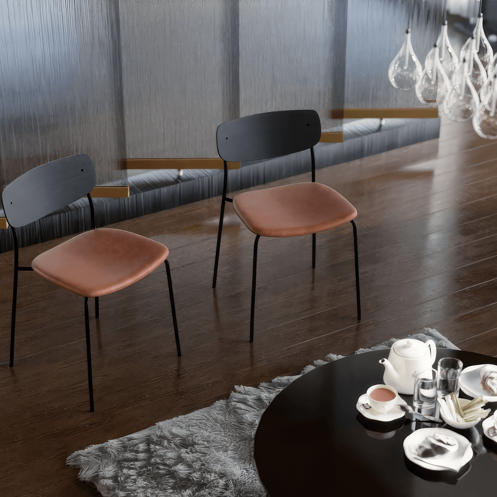 Rylie Chair - Padded Seat with Black Backrest gallery detail image