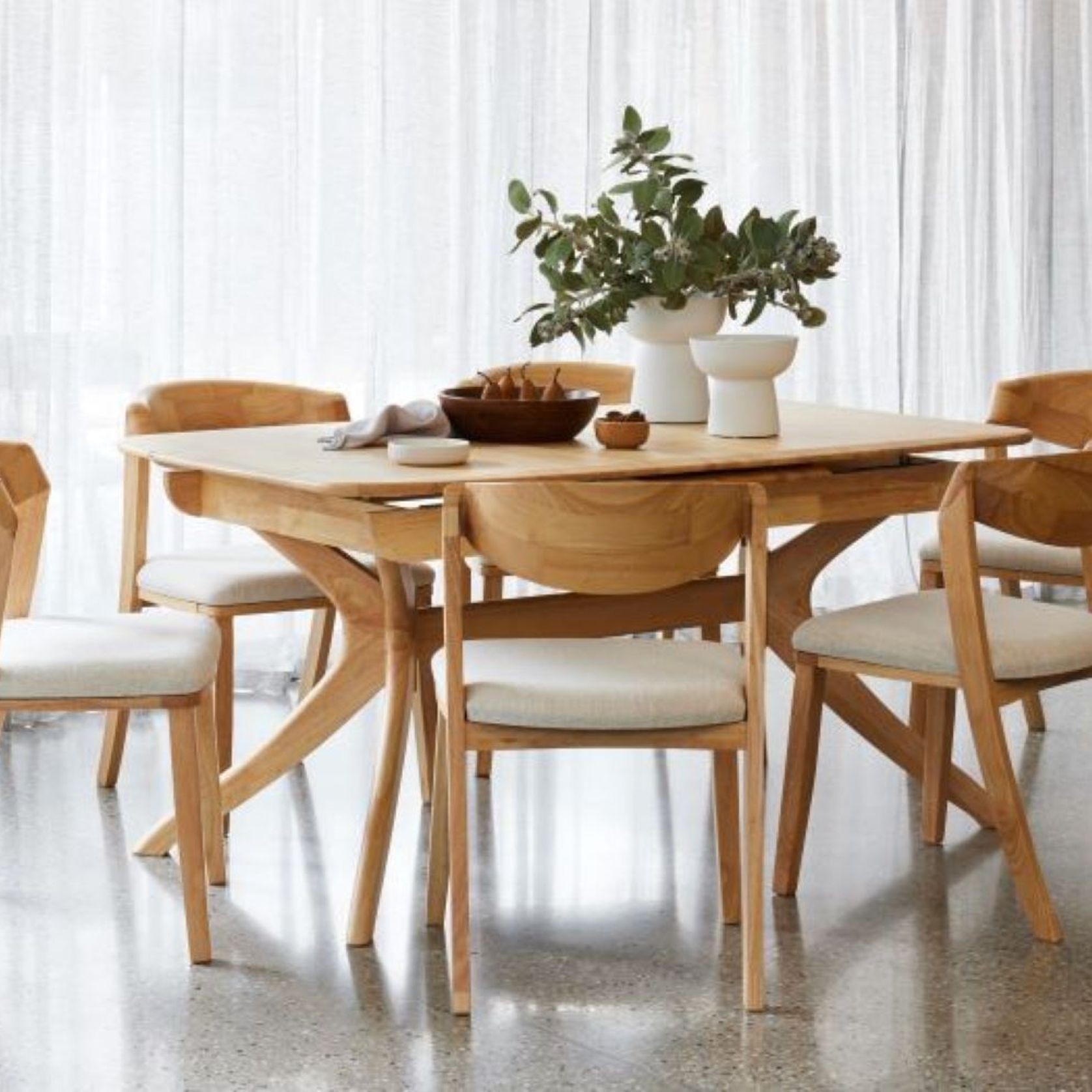 Villa 7PCE Natural Hardwood Extendable Dining Set gallery detail image