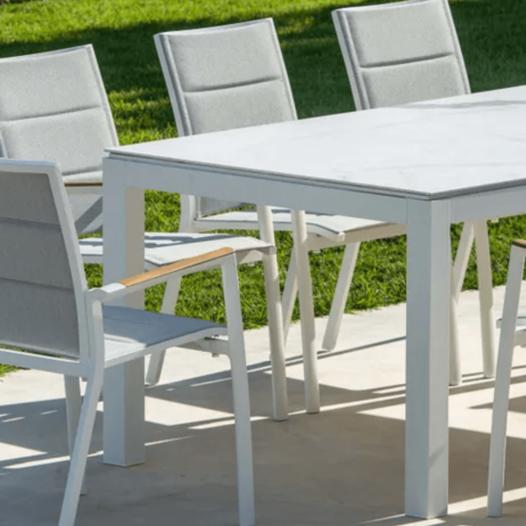 Danli Ceramic Outdoor Table & 8 Sevilla Teak Arm Chairs gallery detail image