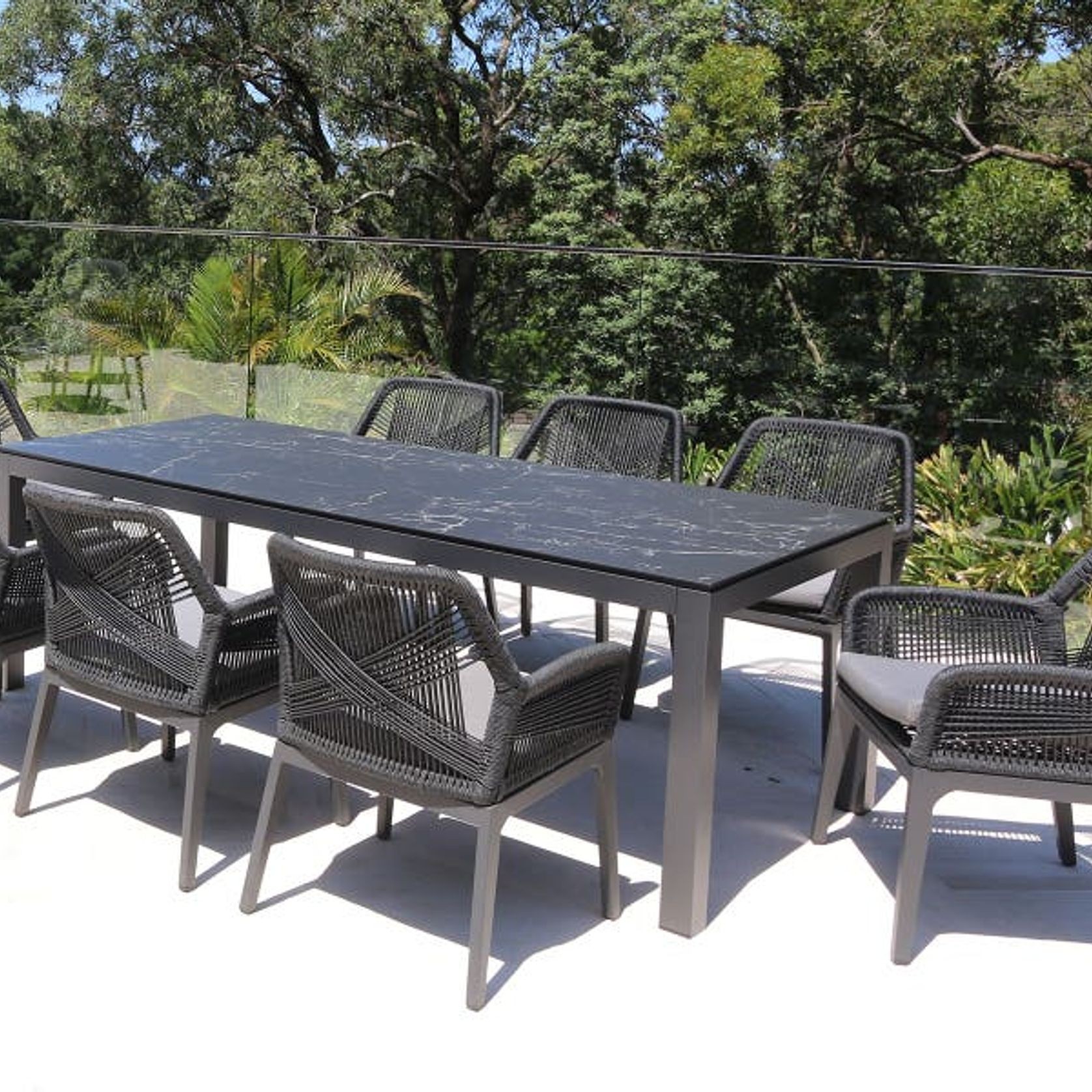 Danli Ceramic Table with Serang Chairs 9pc Outdoor gallery detail image