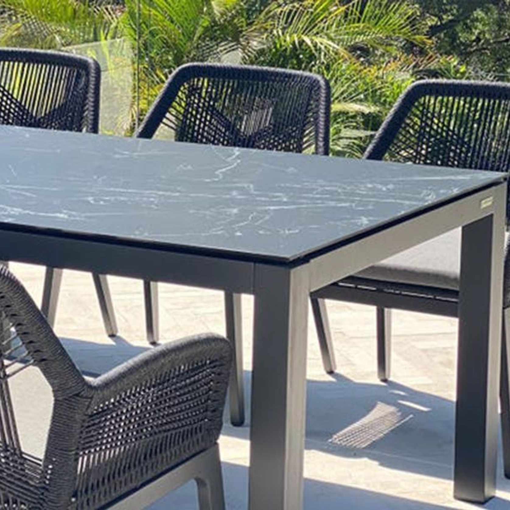 Danli Ceramic Table with Serang Chairs 9pc Outdoor gallery detail image