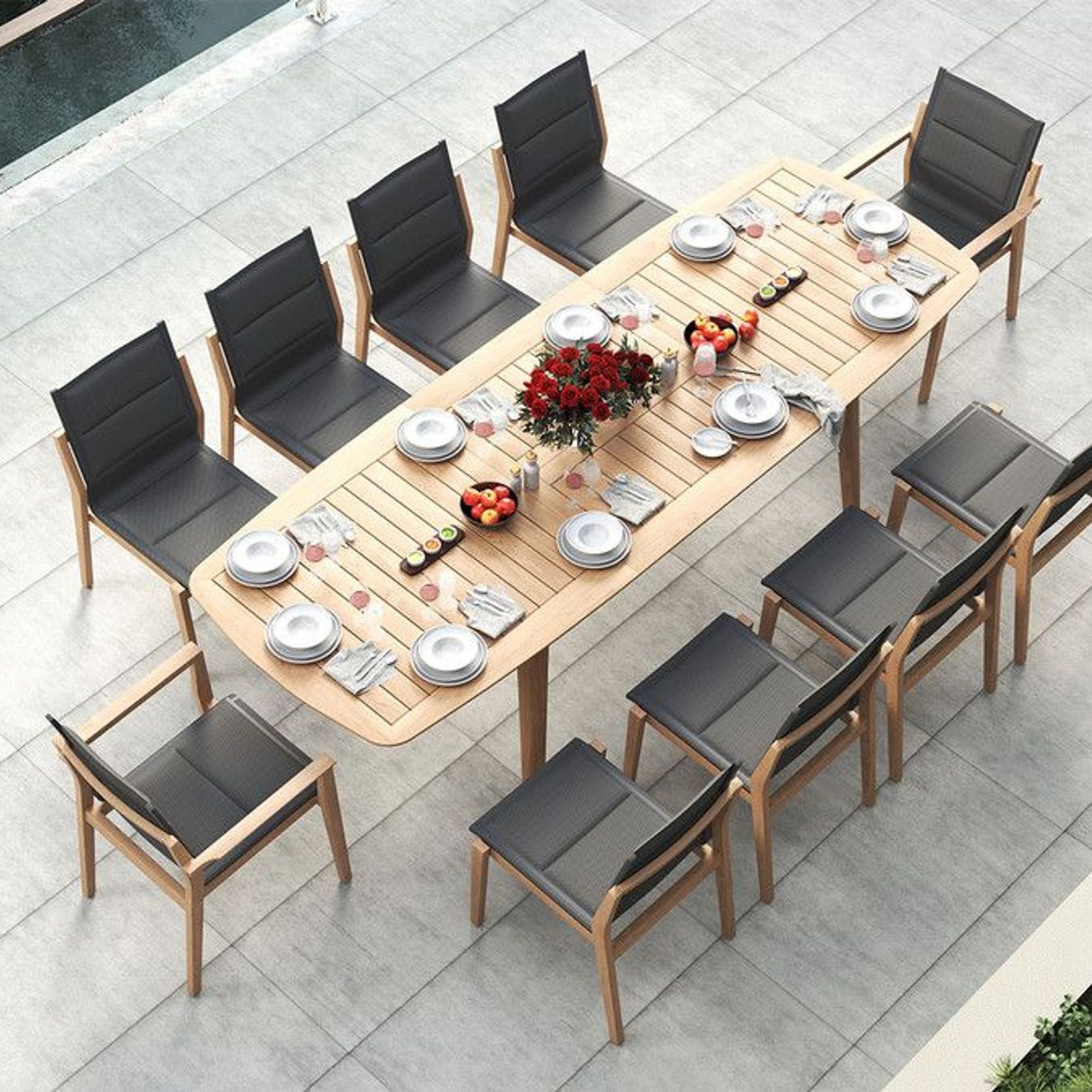 WALTER Outdoor Sling Dining Chair - A Grade Teak Frame gallery detail image