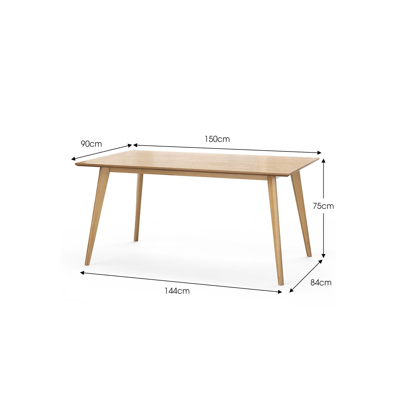 Bruno 150cm Rectangular Dining Table | Natural Oak gallery detail image