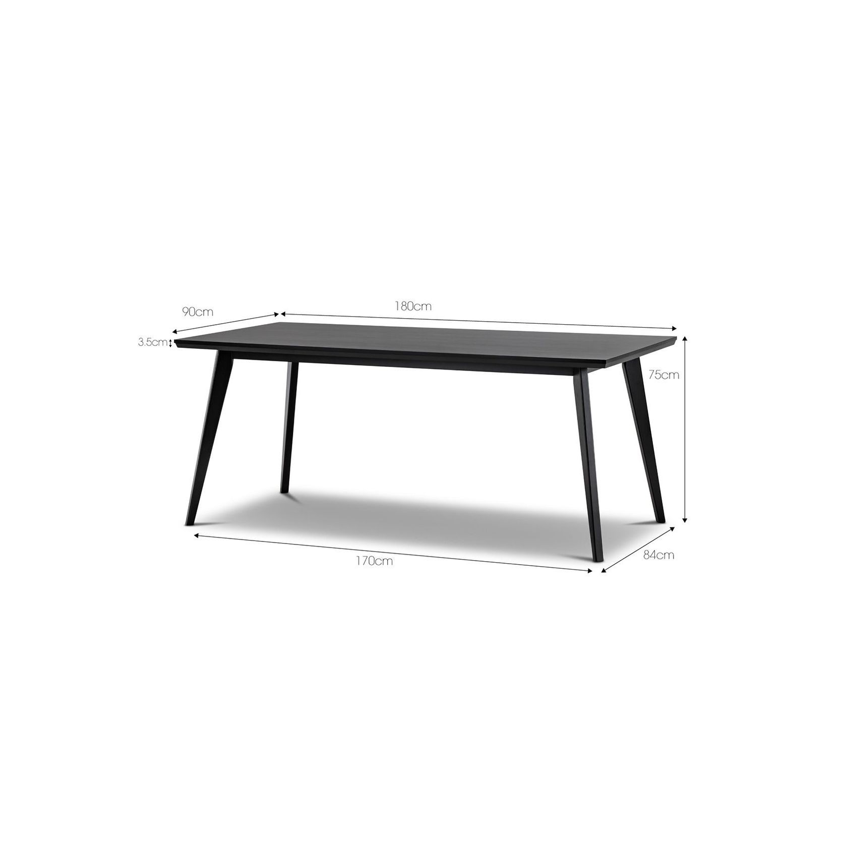 Bruno 180cm Dining Table | Black Oak gallery detail image