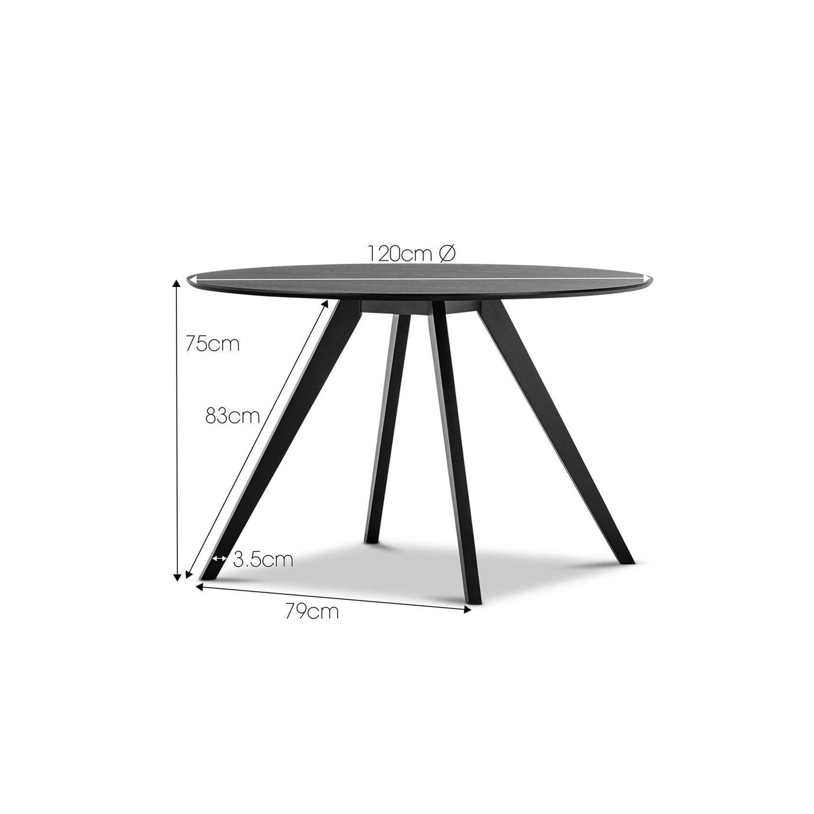 Milari Round Dining Table | Black Oak gallery detail image