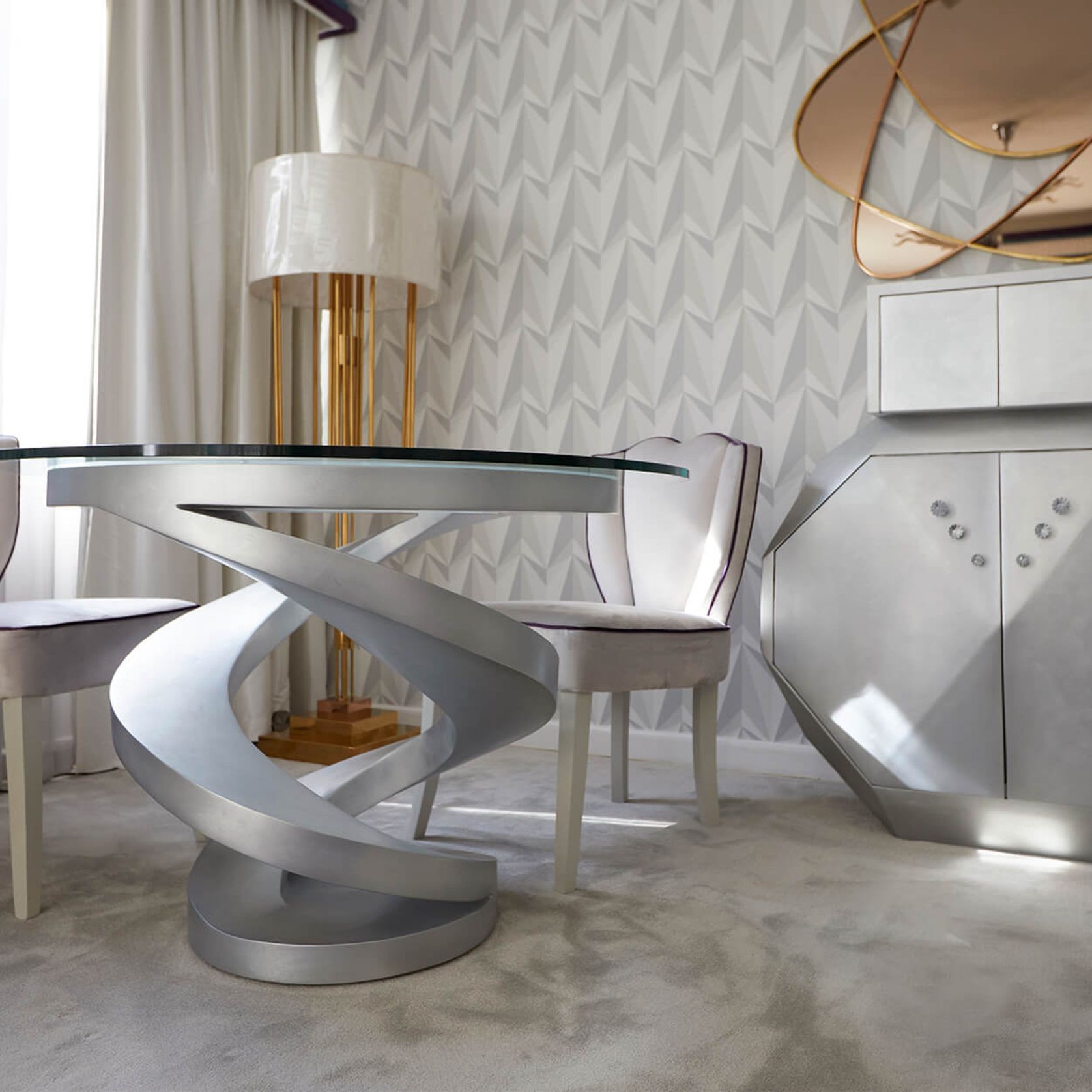 Round Spiral Dining Table gallery detail image