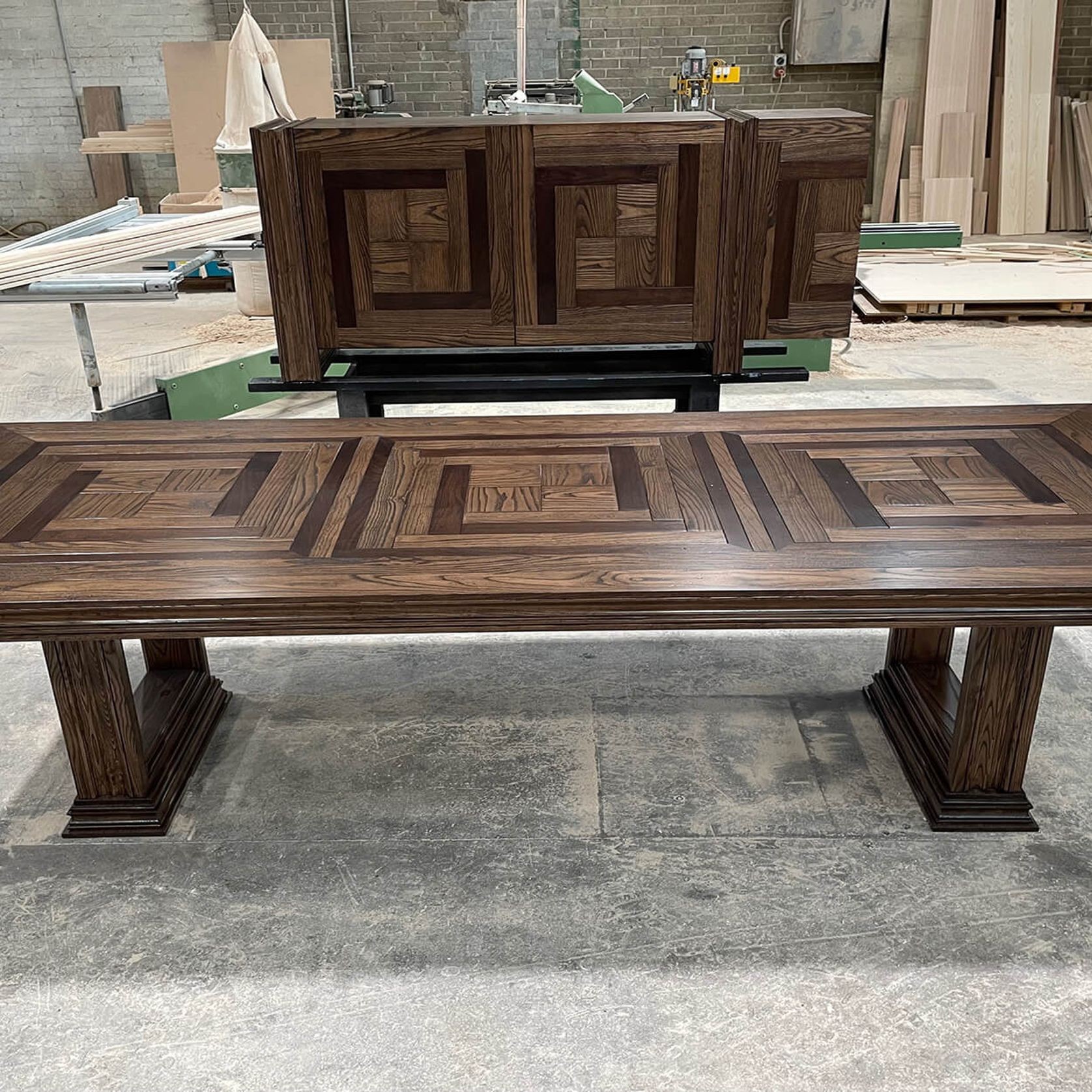 Double Pedestal Parquetry Table gallery detail image