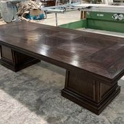 Double Pedestal Base Parquetry Table gallery detail image