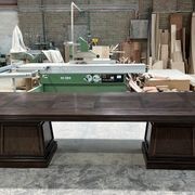 Double Pedestal Base Parquetry Table gallery detail image