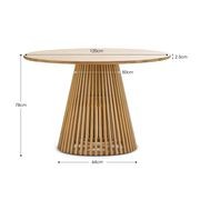 Pedie 120cm Round Pedestal Slat Dining Table | Natural Teak gallery detail image