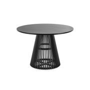 Pedie 120cm Round Pedestal Slat Dining Table | Black Teak gallery detail image