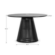Pedie 120cm Round Pedestal Slat Dining Table | Black Teak gallery detail image