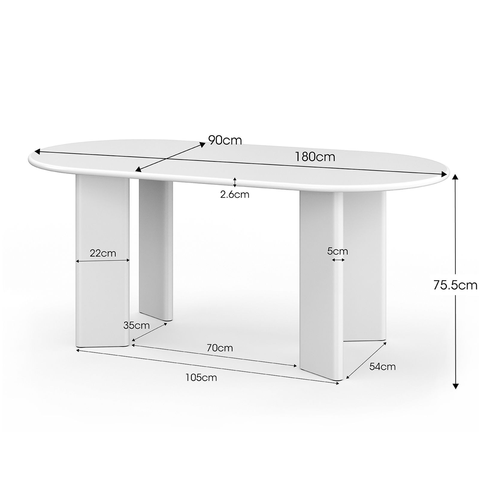 Omni Chunky 180cm Oval Dining Table | Matte White gallery detail image