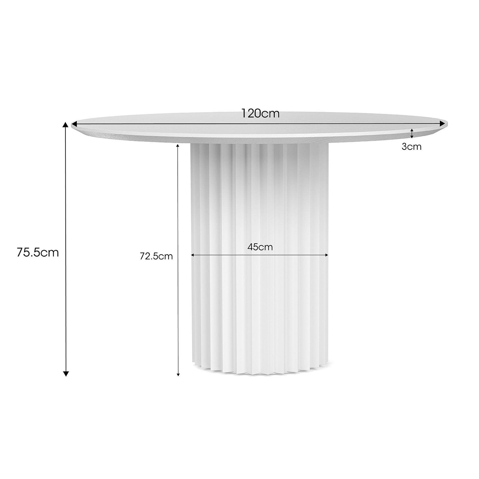 Kaei 120cm Round Fluted Pedestal Dining Table | White gallery detail image