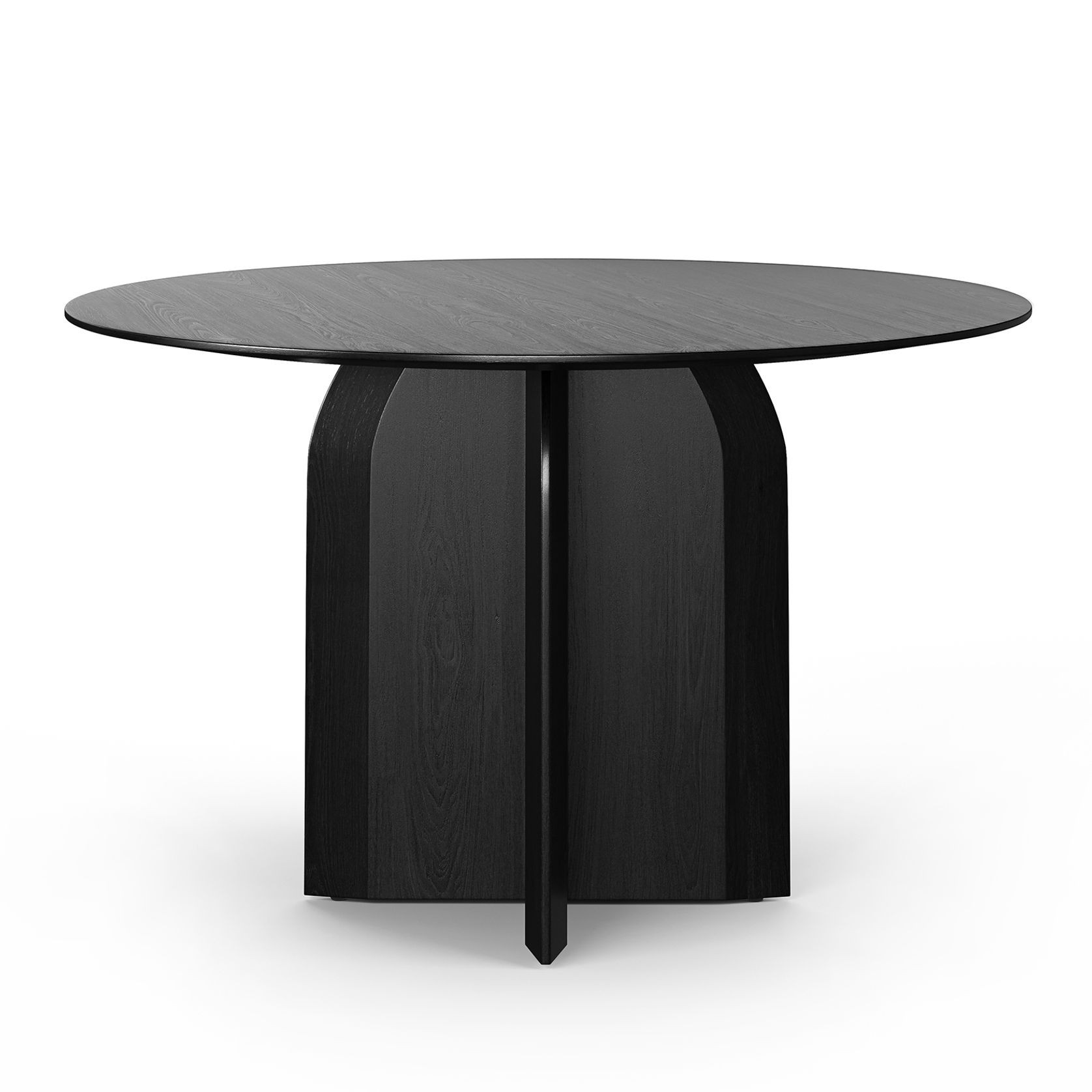 Arco 120cm Round Oak Dining Table | Black gallery detail image