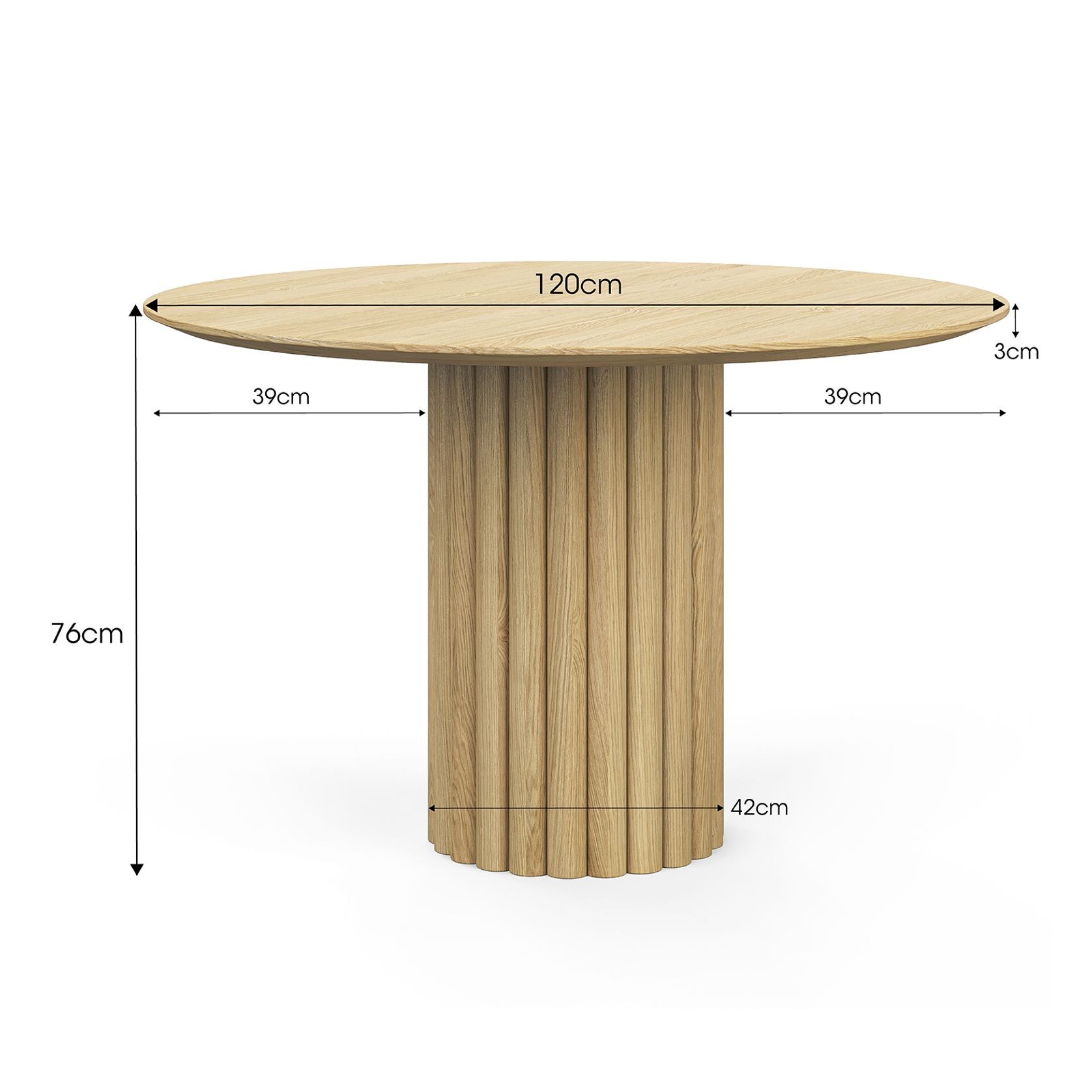 Kara 120cm Round Oak Dining Table | Natural gallery detail image