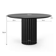 Kara 120cm Round Oak Dining Table | Black gallery detail image