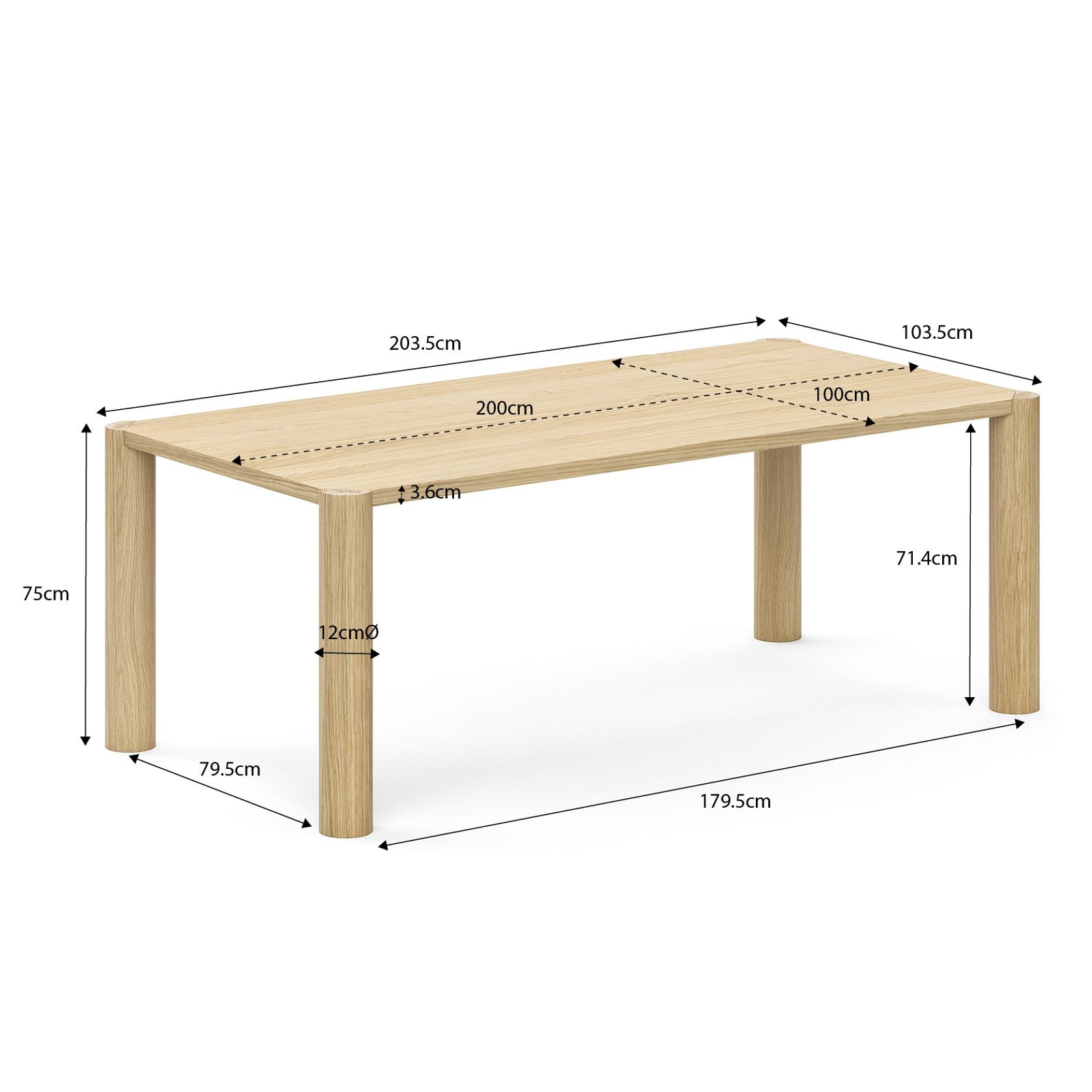 Cada 200cm Oak Dining Table | Natural gallery detail image