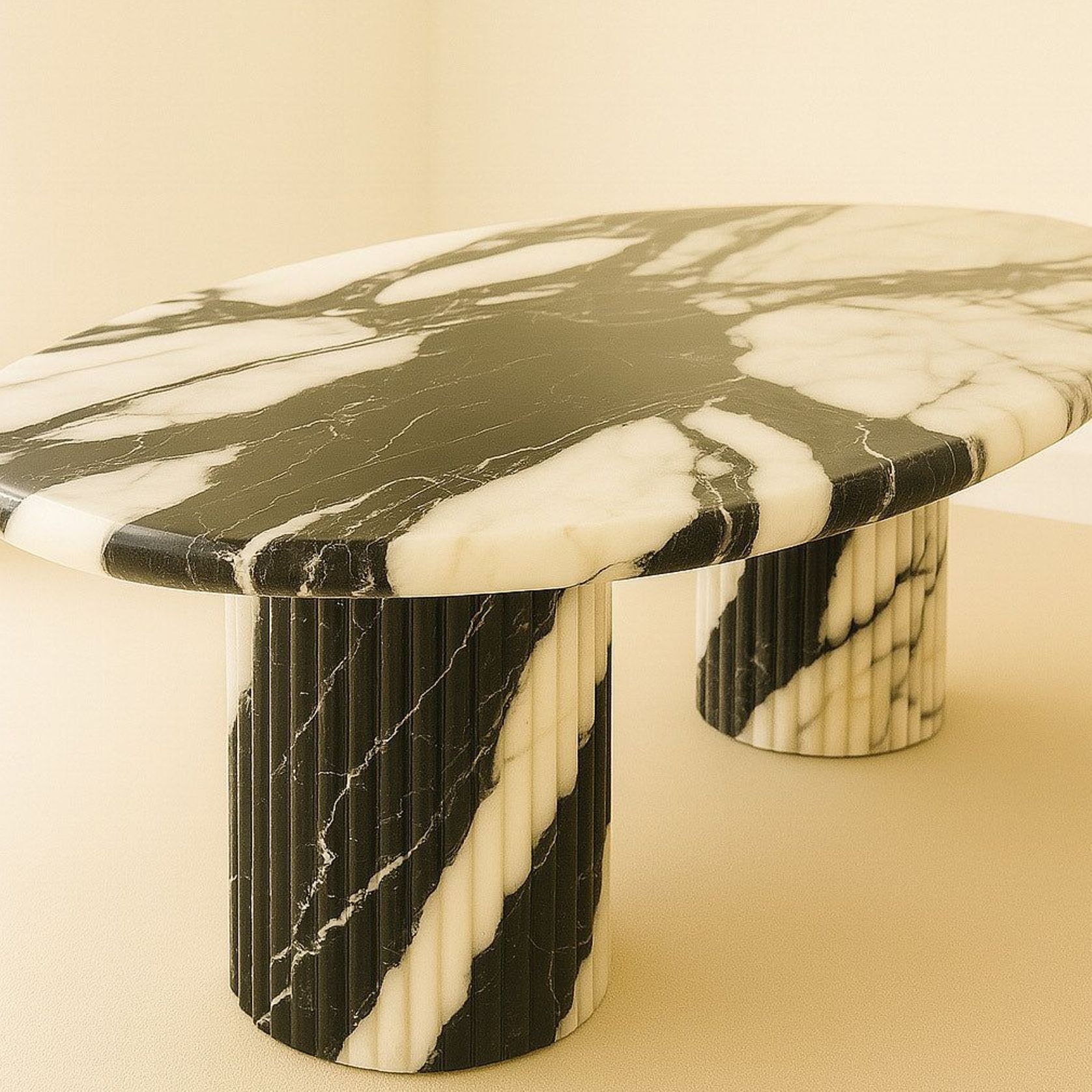 Oval Dining Table - Panda Marble gallery detail image