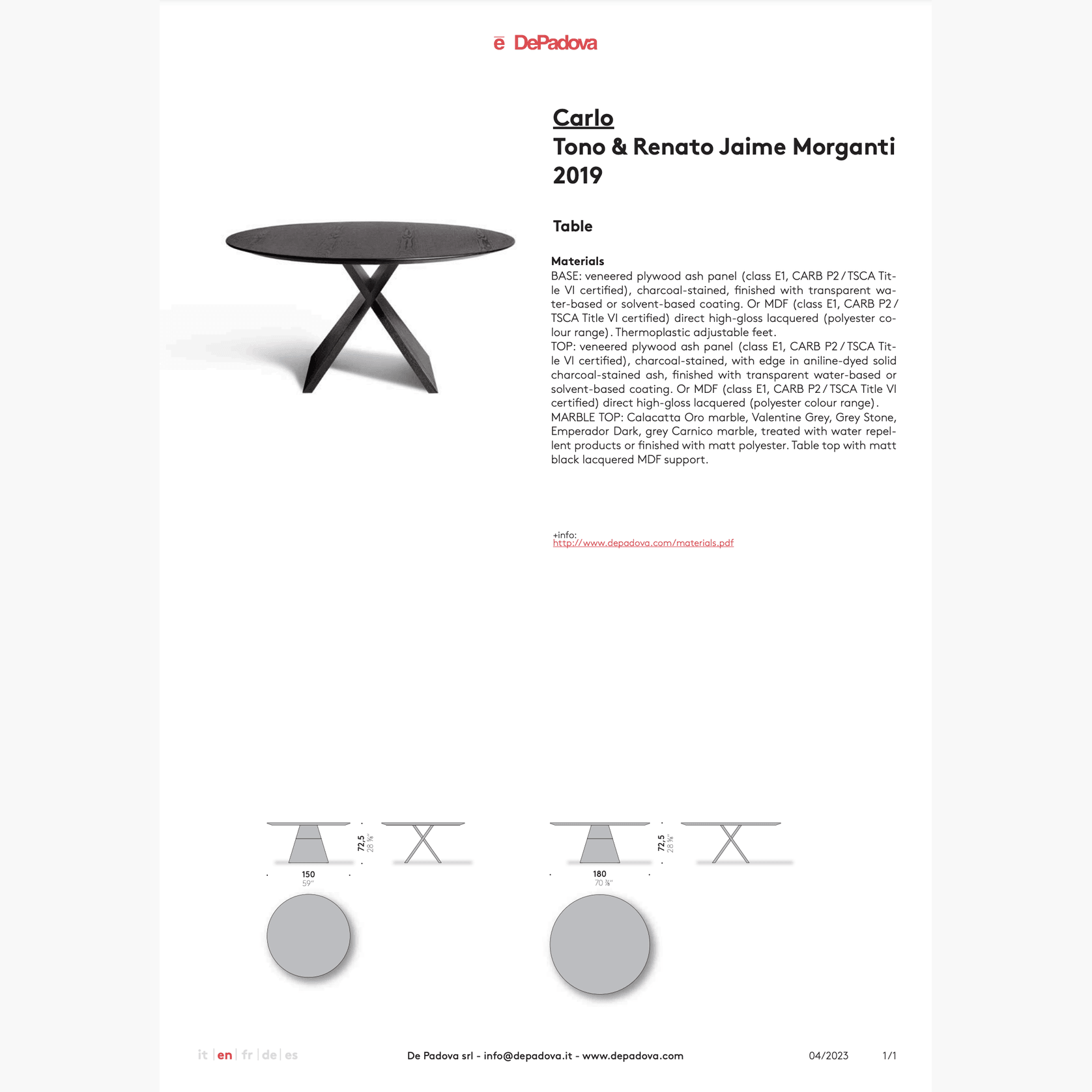 Carlo Dining Table by DePadova gallery detail image