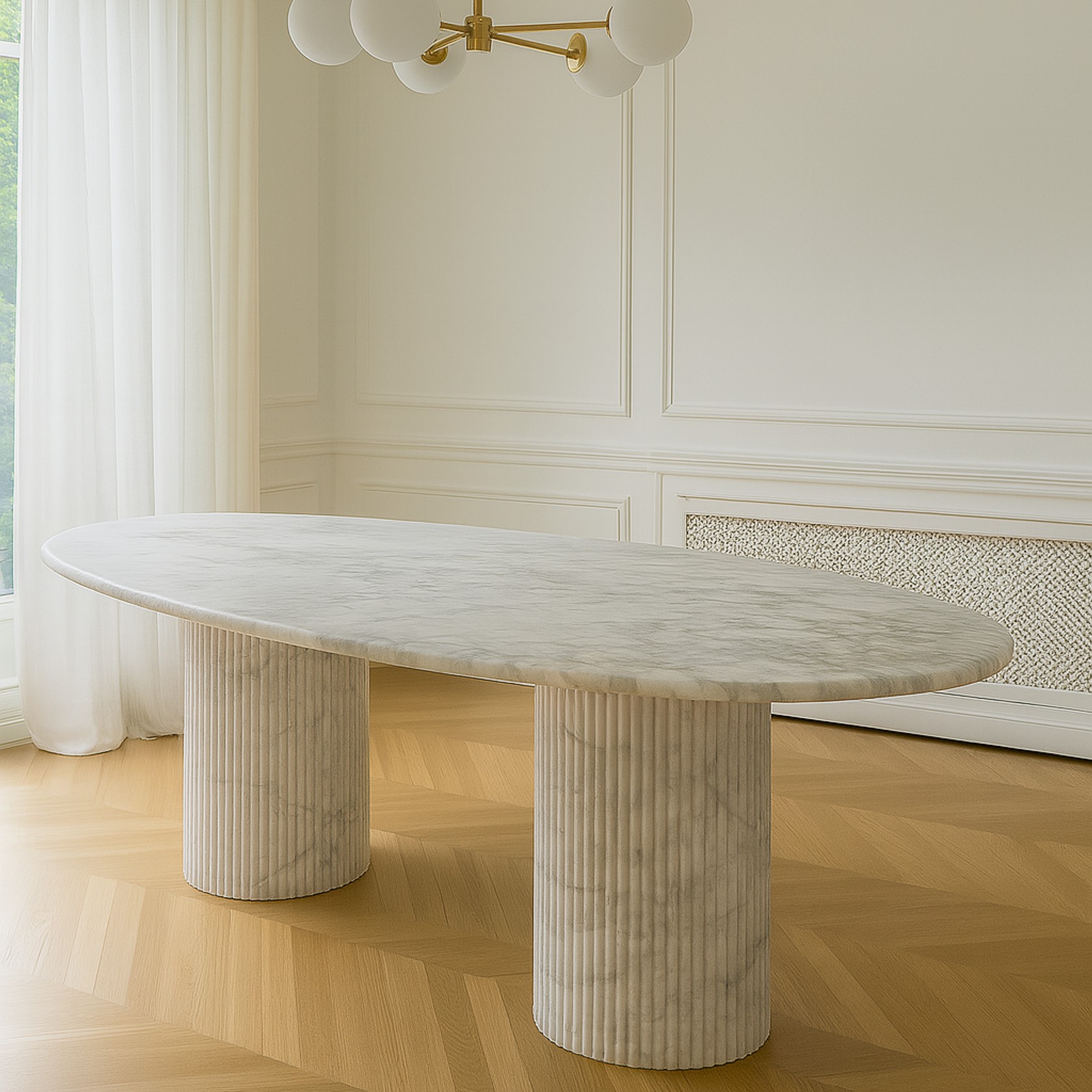Oval Dining Table - Carrara Marble gallery detail image