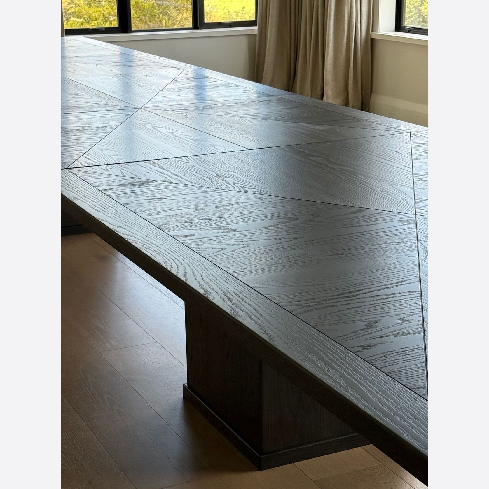 Extending Gathering Table — Stained Oak Wood gallery detail image