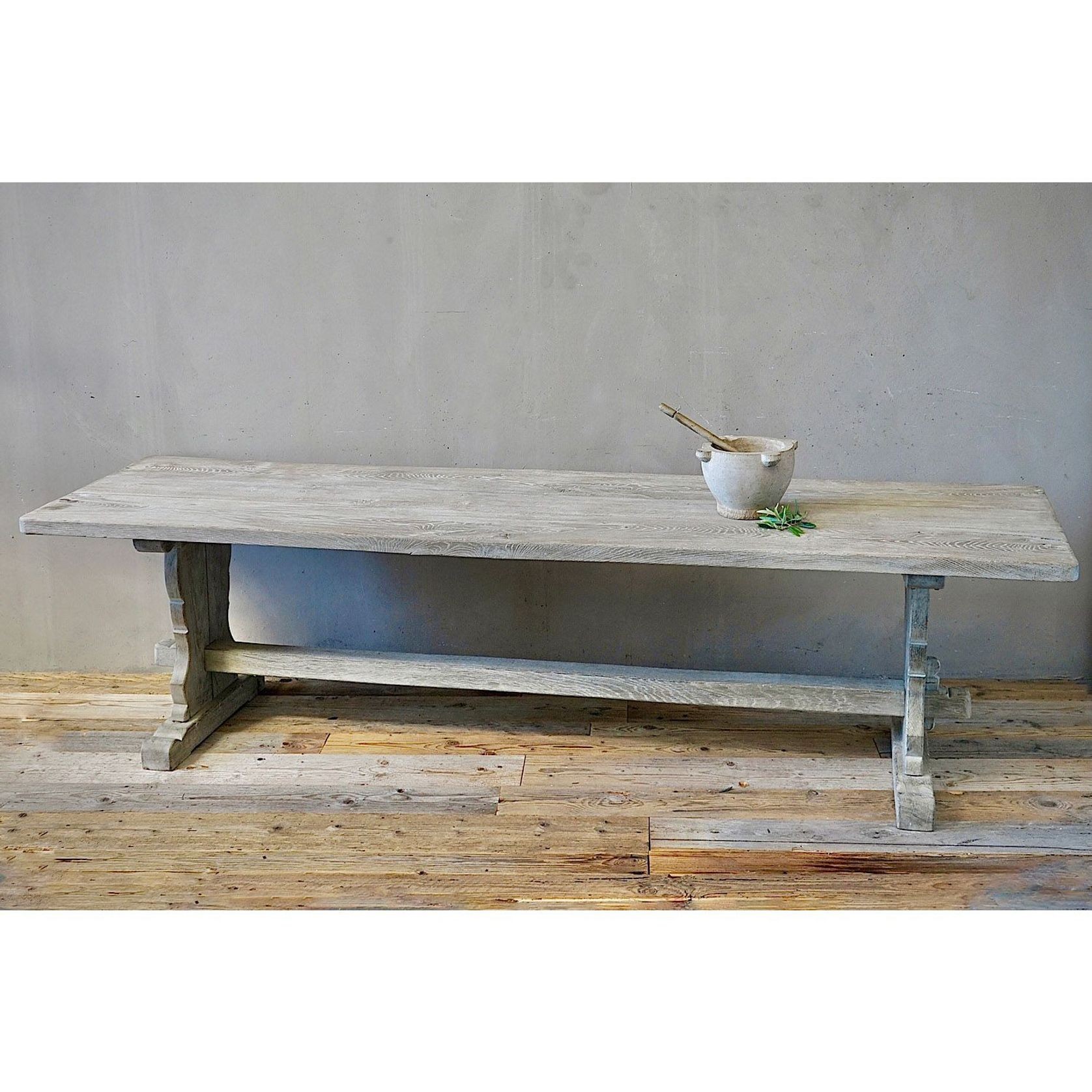 French Antique Bleached Oak Refectory Table gallery detail image