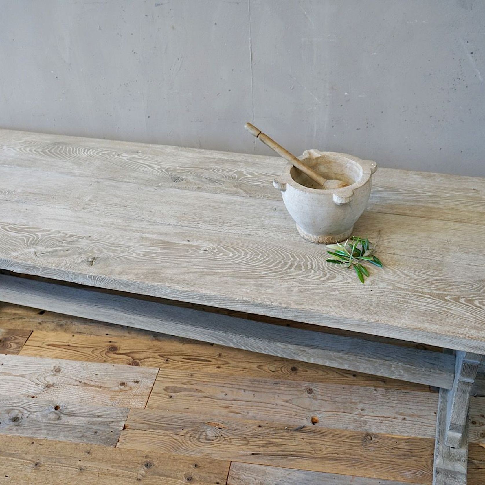 French Antique Bleached Oak Refectory Table gallery detail image